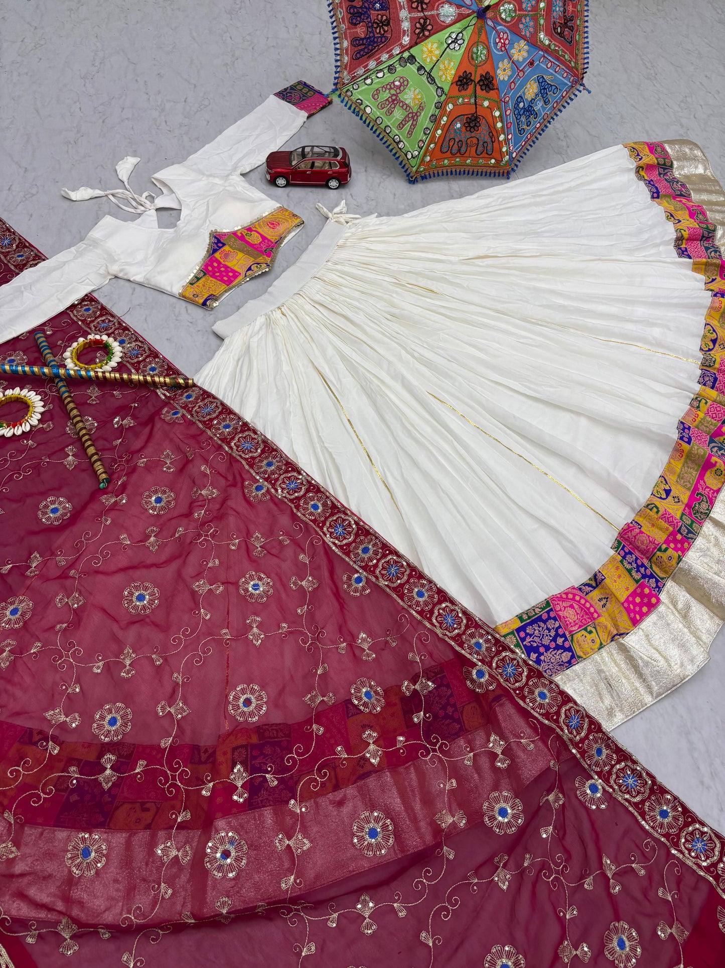 Jacquard Sequence Embroidery Lace Border Lehenga Choli And Dupatta