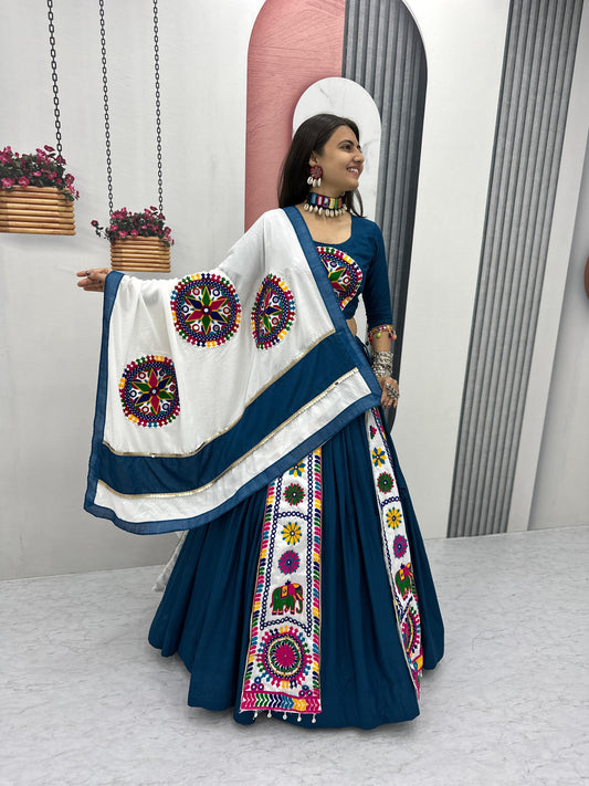 Navratri Special Cotton Lehenga Choli with 5 to 6 Mtr Flair