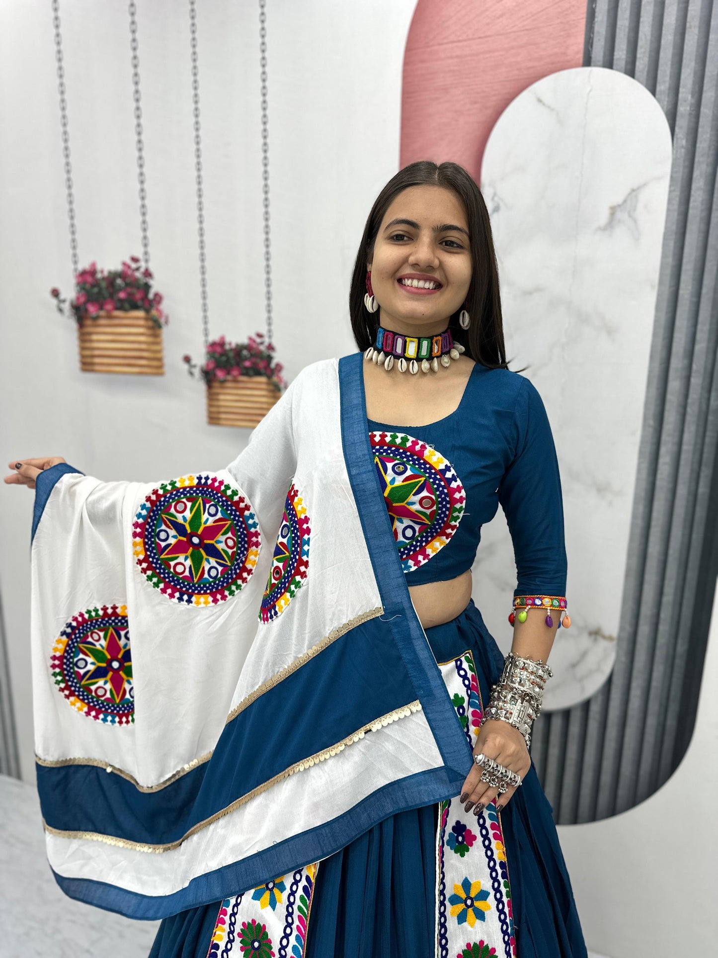 Navratri Special Cotton Lehenga Choli with 5 to 6 Mtr Flair