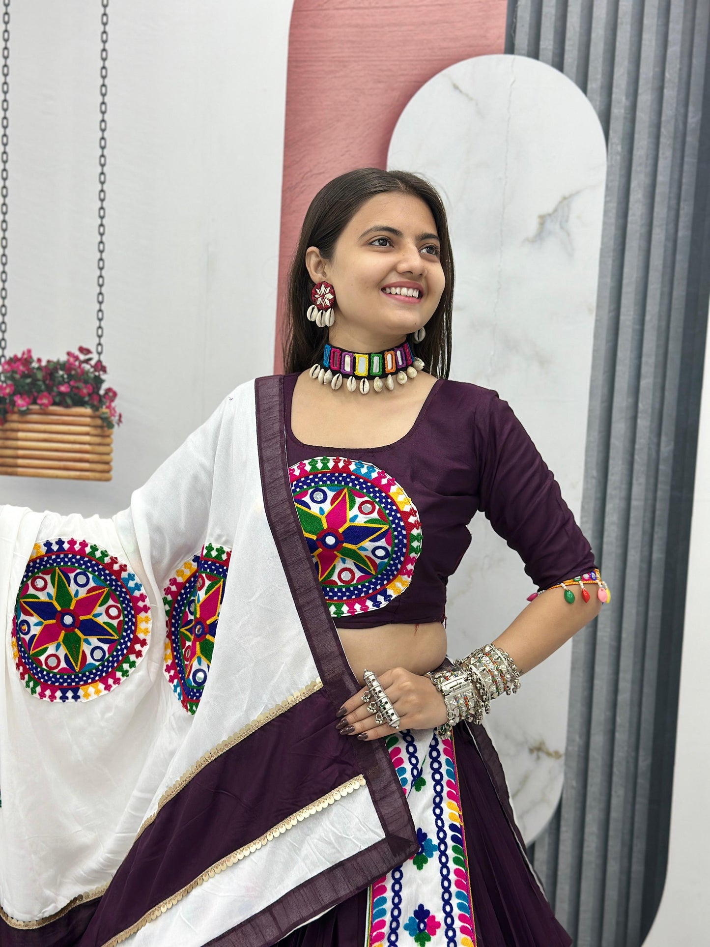 Navratri Special Cotton Lehenga Choli with 5 to 6 Mtr Flair