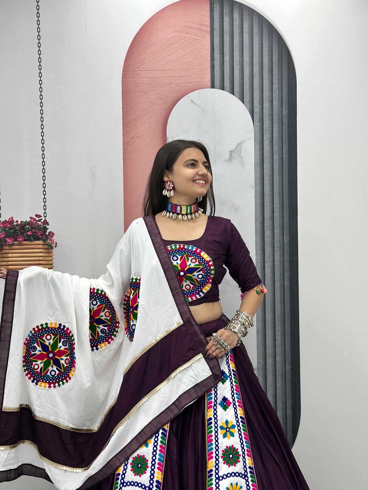 Navratri Special Cotton Lehenga Choli with 5 to 6 Mtr Flair