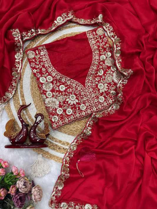 Soft Rangoli Silk Saree with Sequin Embroidery Hand Stone Work Fancy Latkan Lace Border