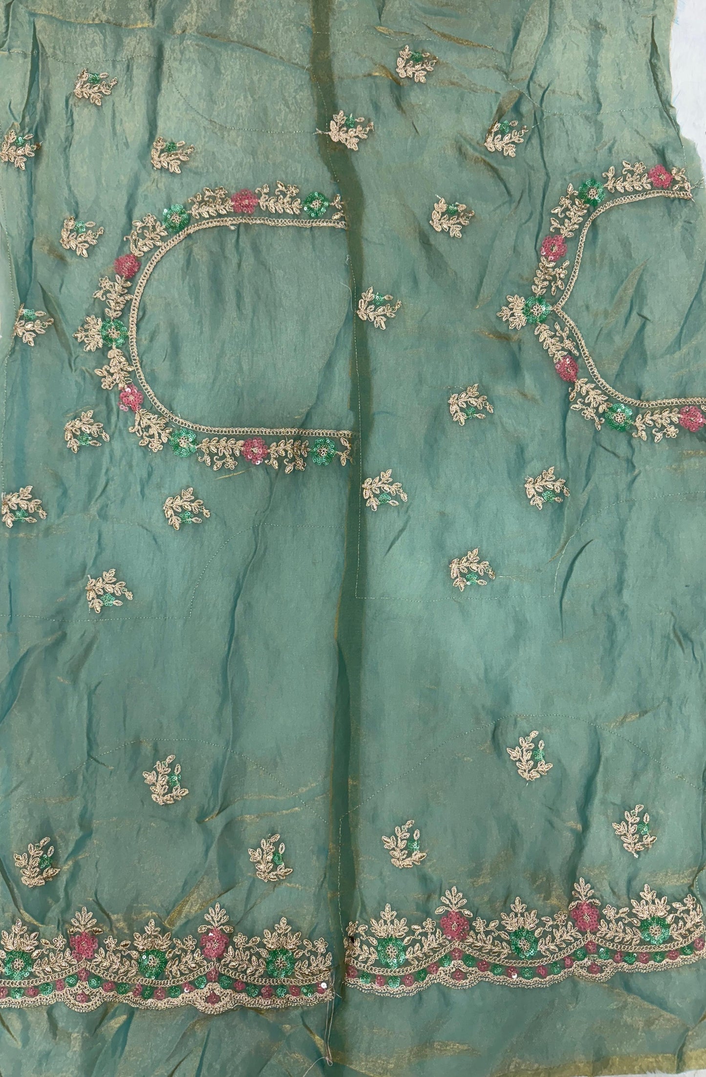 Silk Saree with Sequins and Cording Embroidery Work