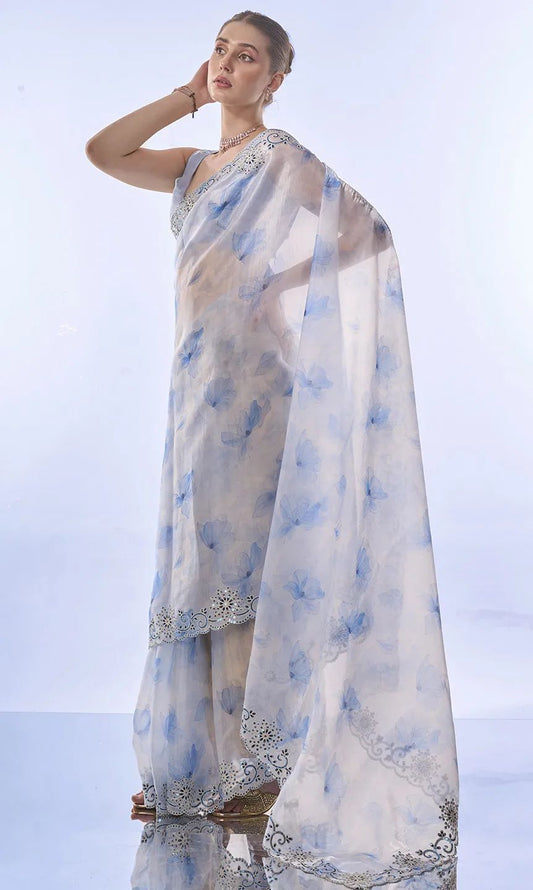 Elegant Space Silk Saree with Sequin & Zari Embroidery