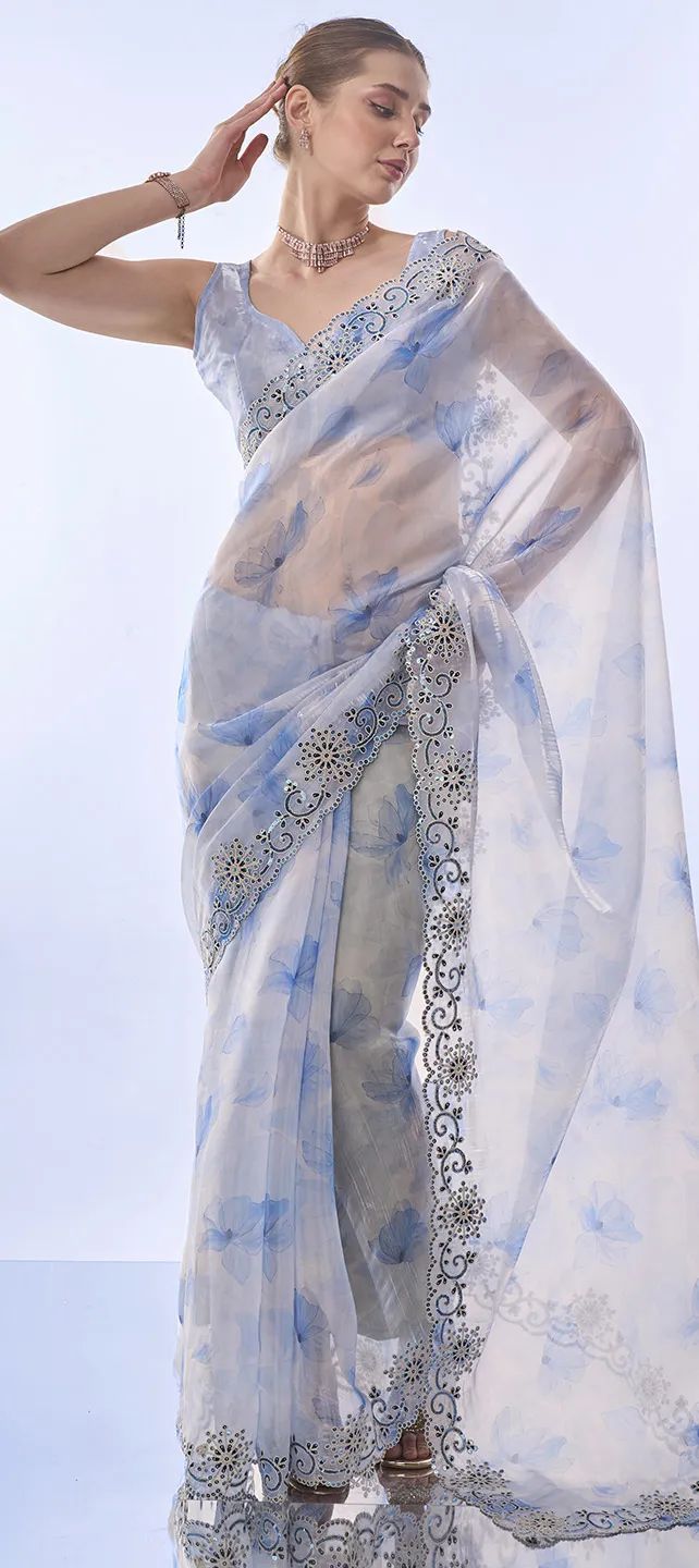 Elegant Space Silk Saree with Sequin & Zari Embroidery