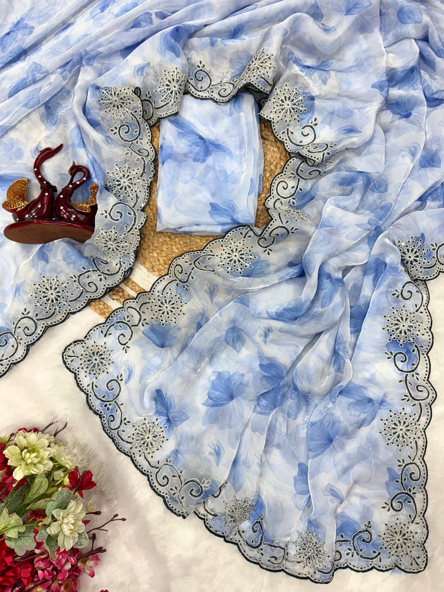 Elegant Space Silk Saree with Sequin & Zari Embroidery