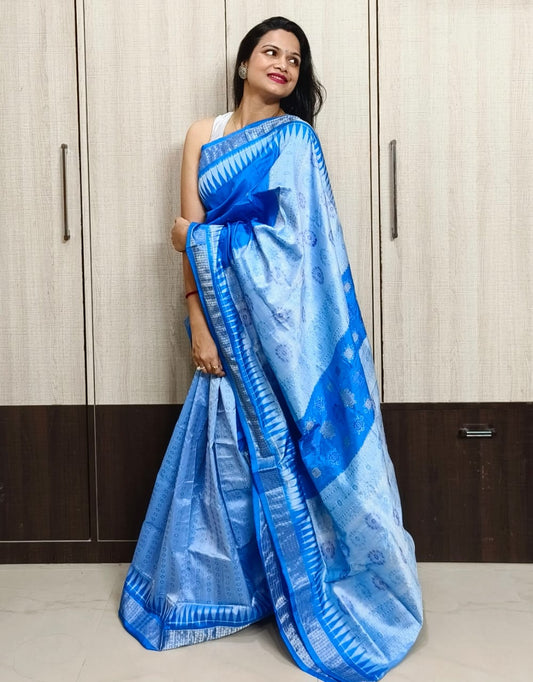 Odisha Sambalpuri Half Tissue Bandha Silk Saree