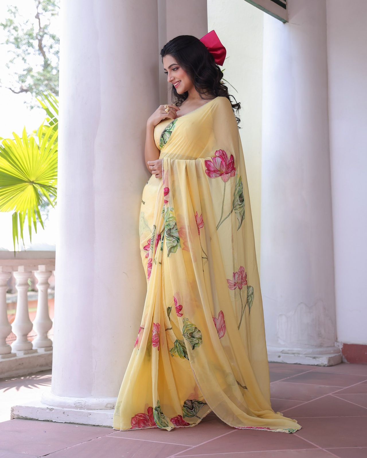 Floral Printed Georgette Saree