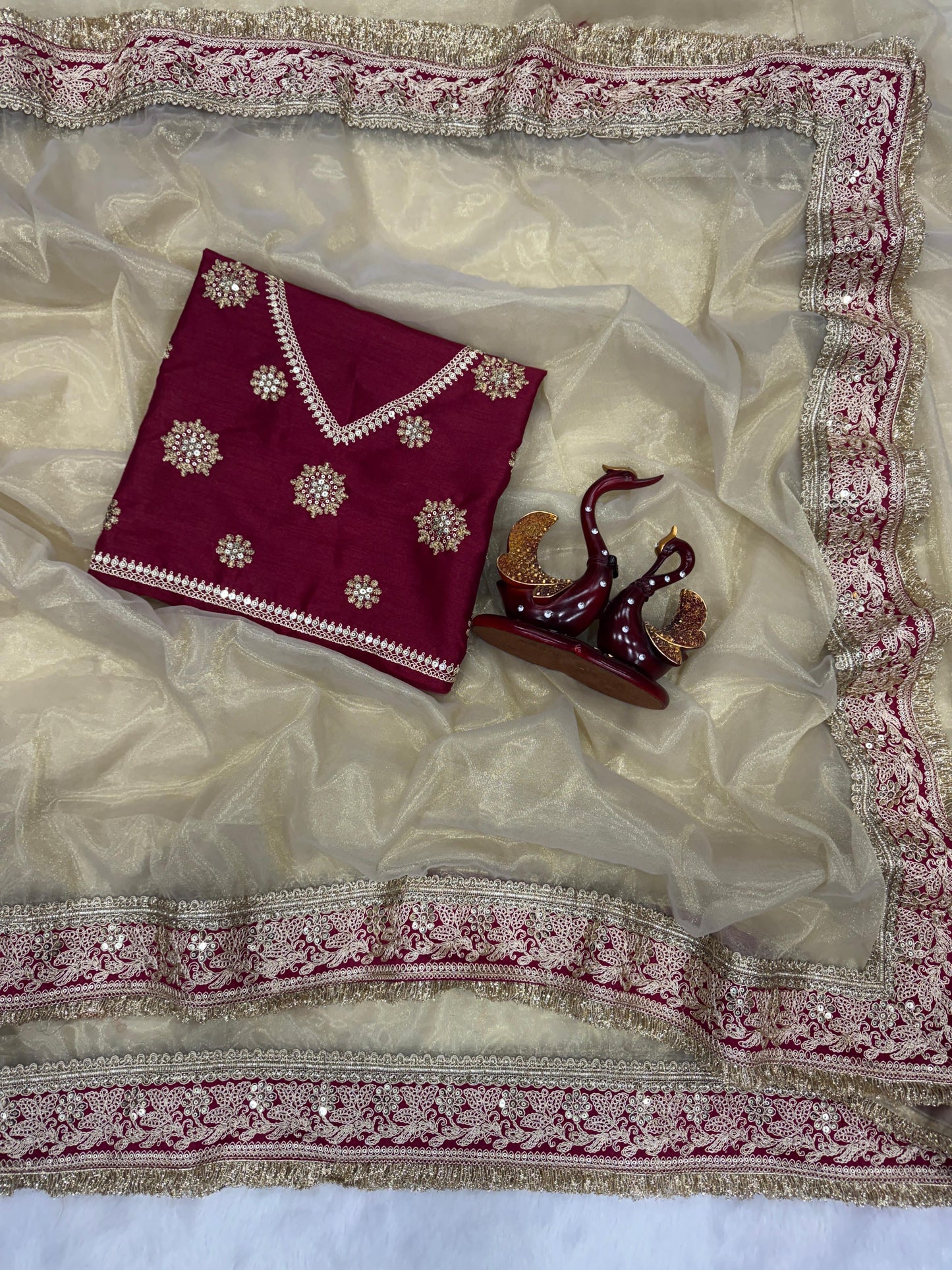 Designer Sequins Embroidered Net Saree