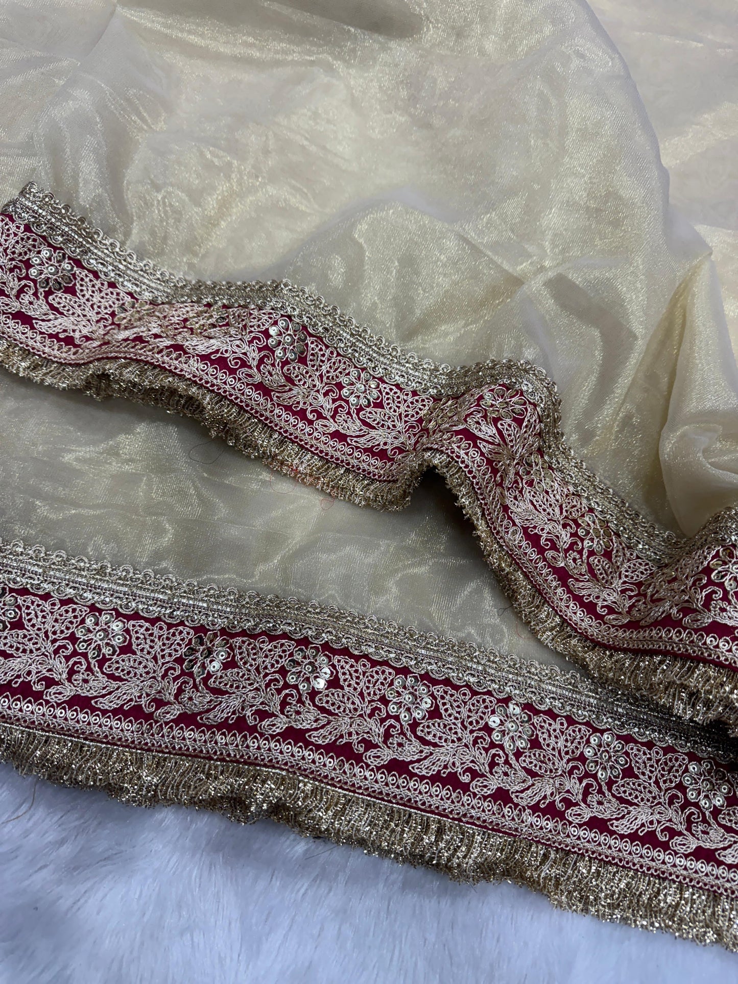 Designer Sequins Embroidered Net Saree