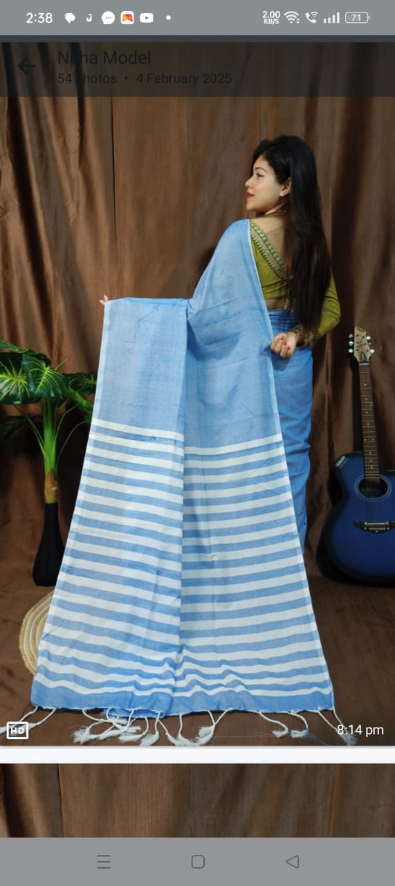 Designer Cotton Indian Handloom Khadi Ethnic Saree