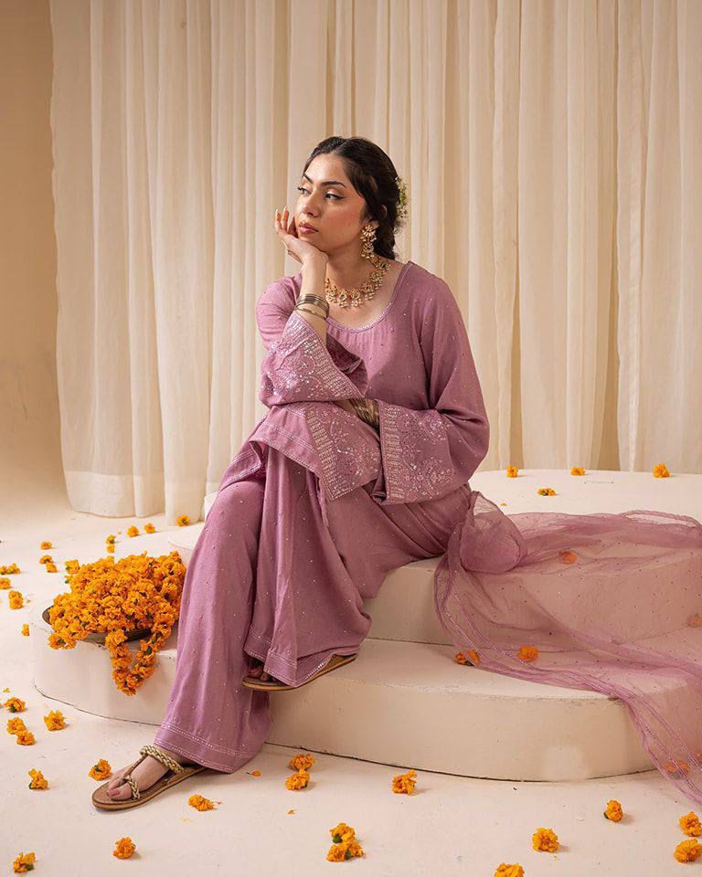 Designer Georgette Salwar Suit with Sequence Embroidery Work