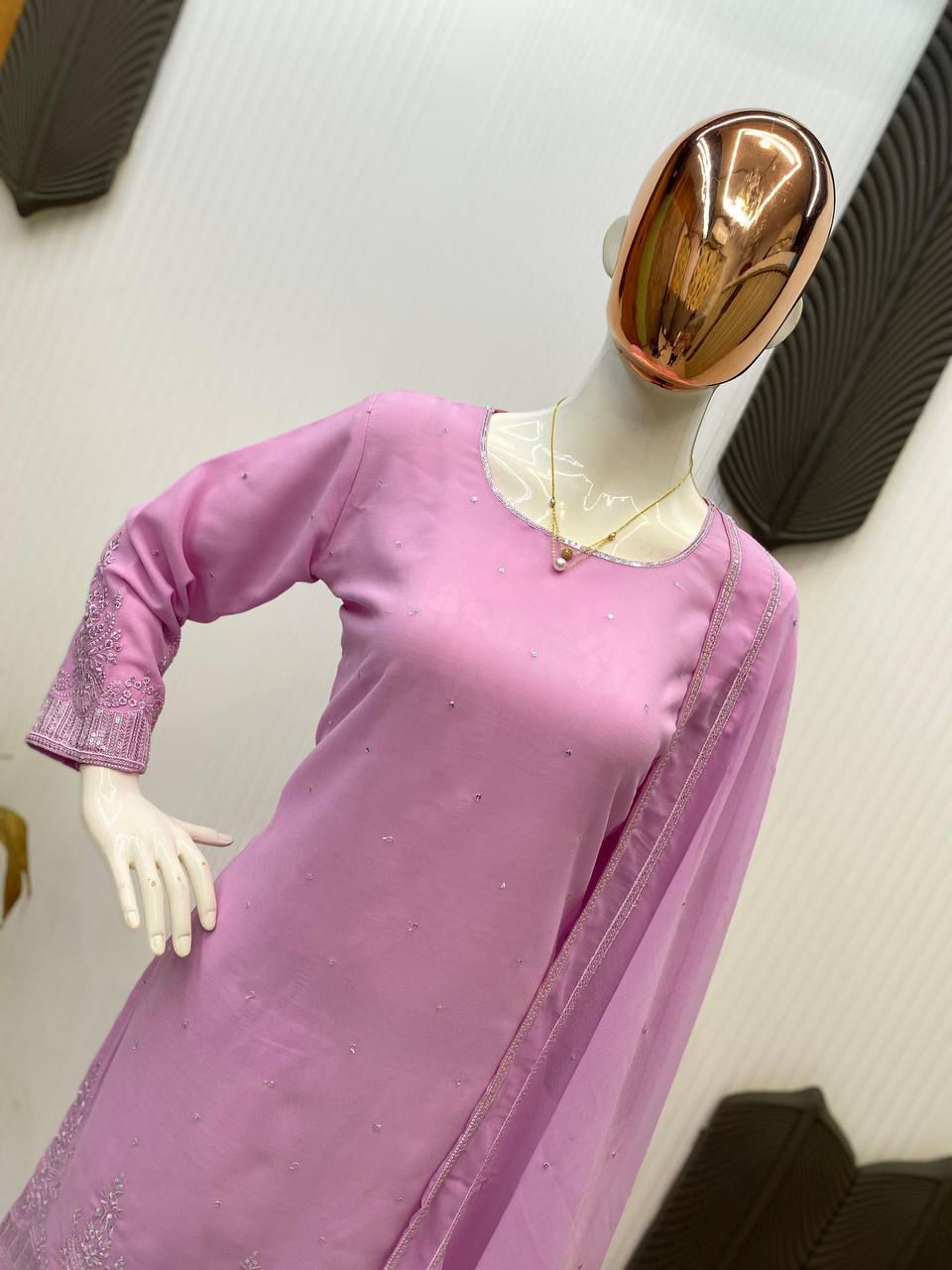 Designer Georgette Salwar Suit with Sequence Embroidery Work