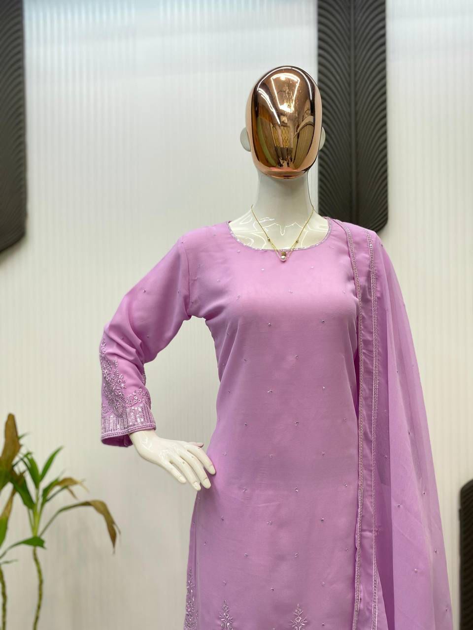 Designer Georgette Salwar Suit with Sequence Embroidery Work