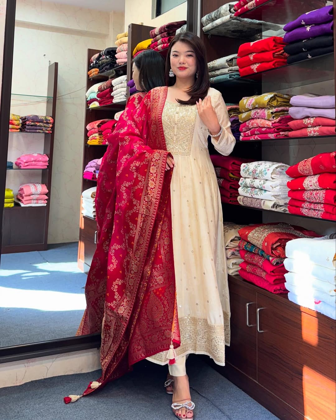 Royal Anarkali Flared Kurti Pant Dupatta Set