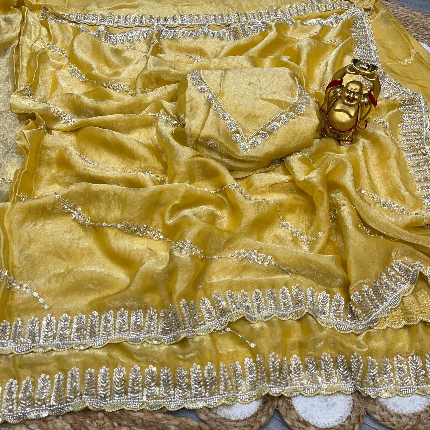 Designer Space Silk Saree  With Heavy Beads,Party Wear Saree