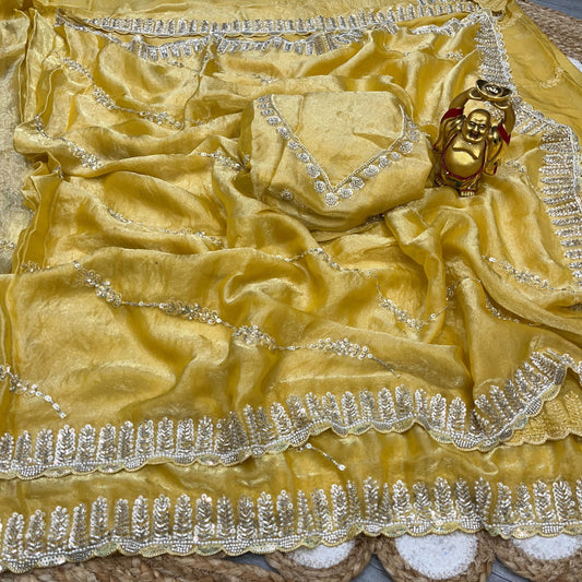 Designer Space Silk Saree  With Heavy Beads,Party Wear Saree