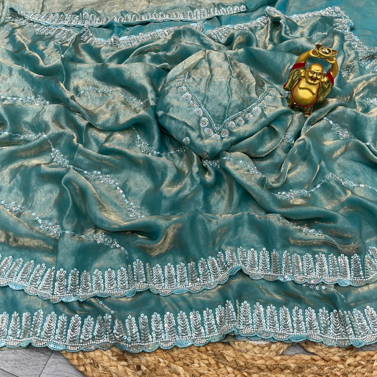 Designer Space Silk Saree  With Heavy Beads,Party Wear Saree