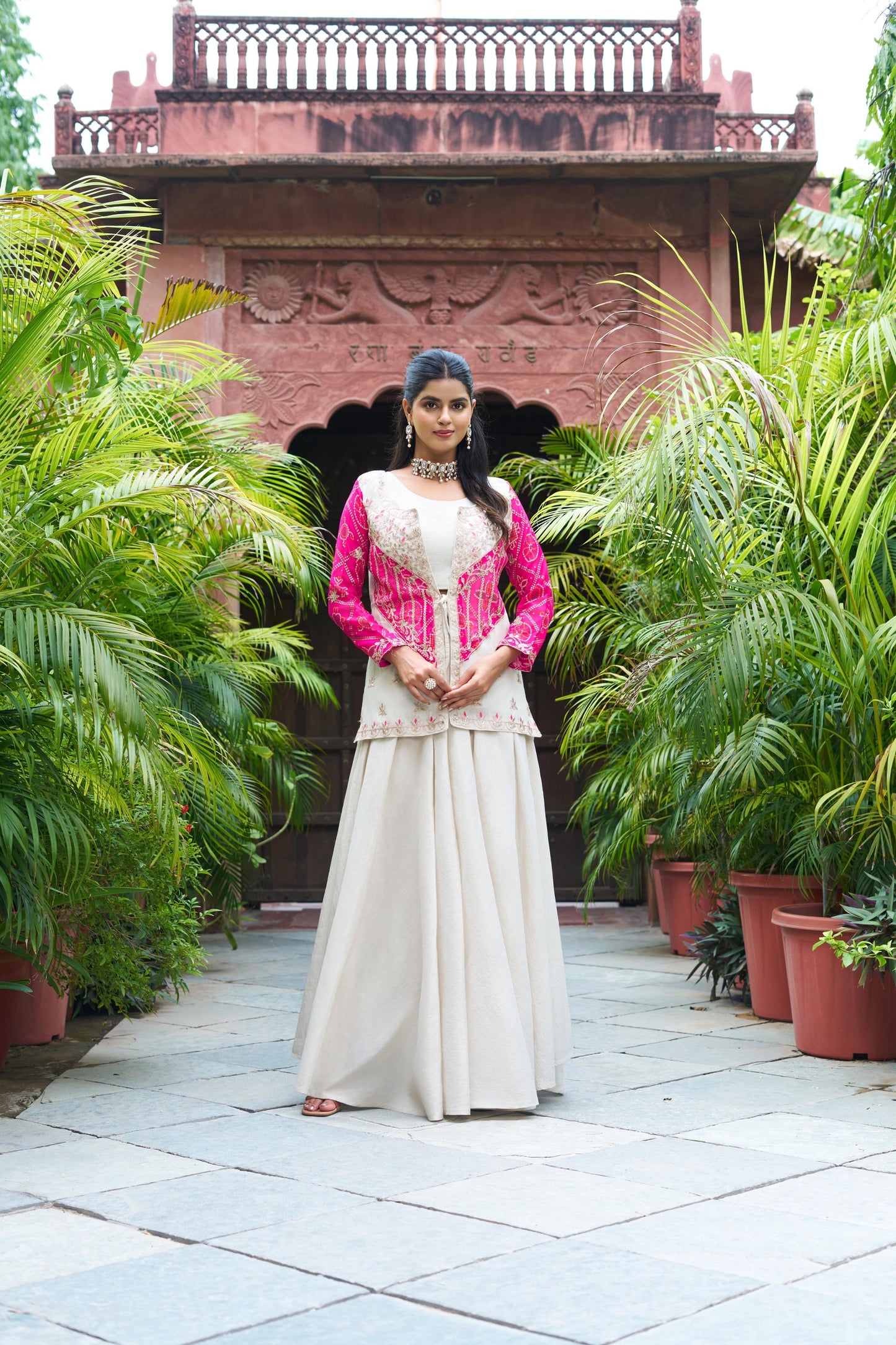 Pure cosmos simar with badhrej & Heavy cording embroidery with thread Work Dress