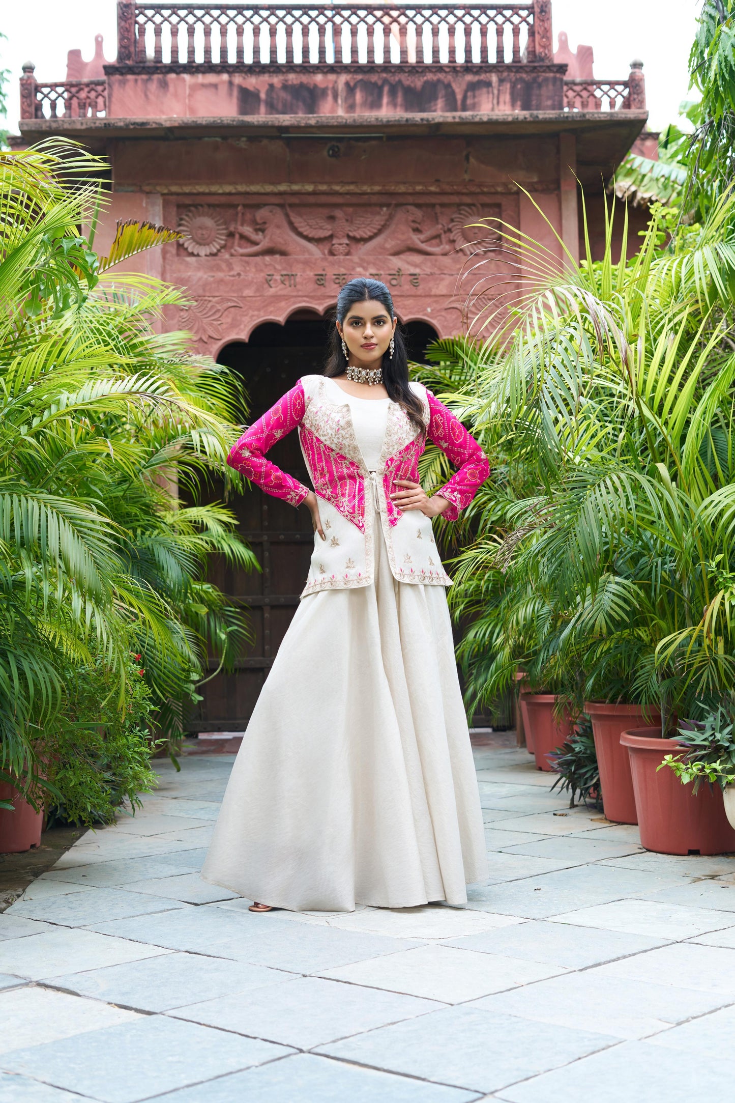 Pure cosmos simar with badhrej & Heavy cording embroidery with thread Work Dress