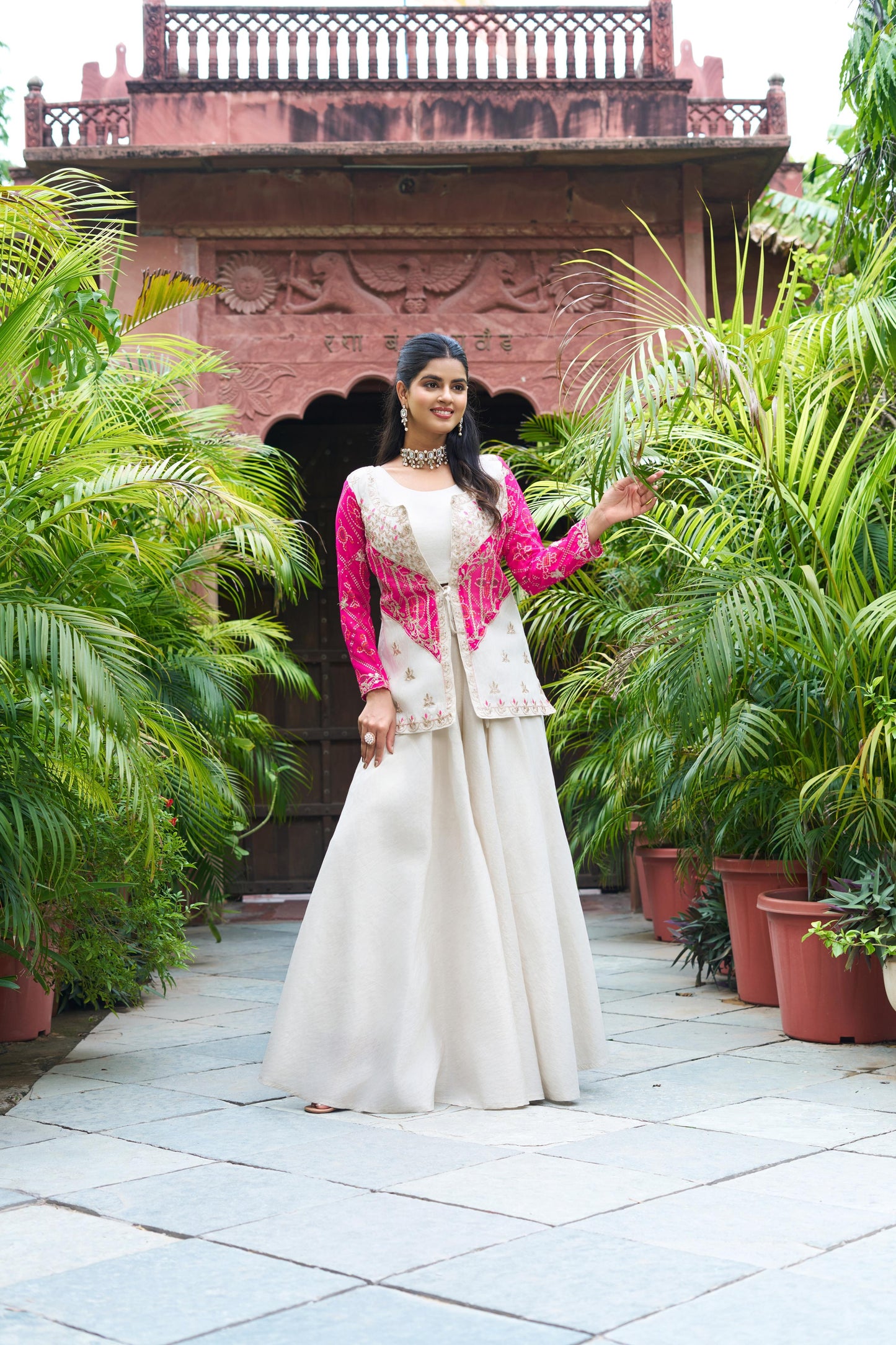 Pure cosmos simar with badhrej & Heavy cording embroidery with thread Work Dress