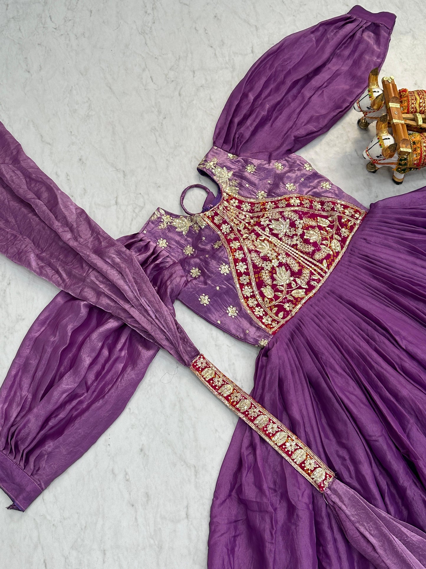 Elegant Long Sequin & Thread Embroidery Work Gown with Dupatta