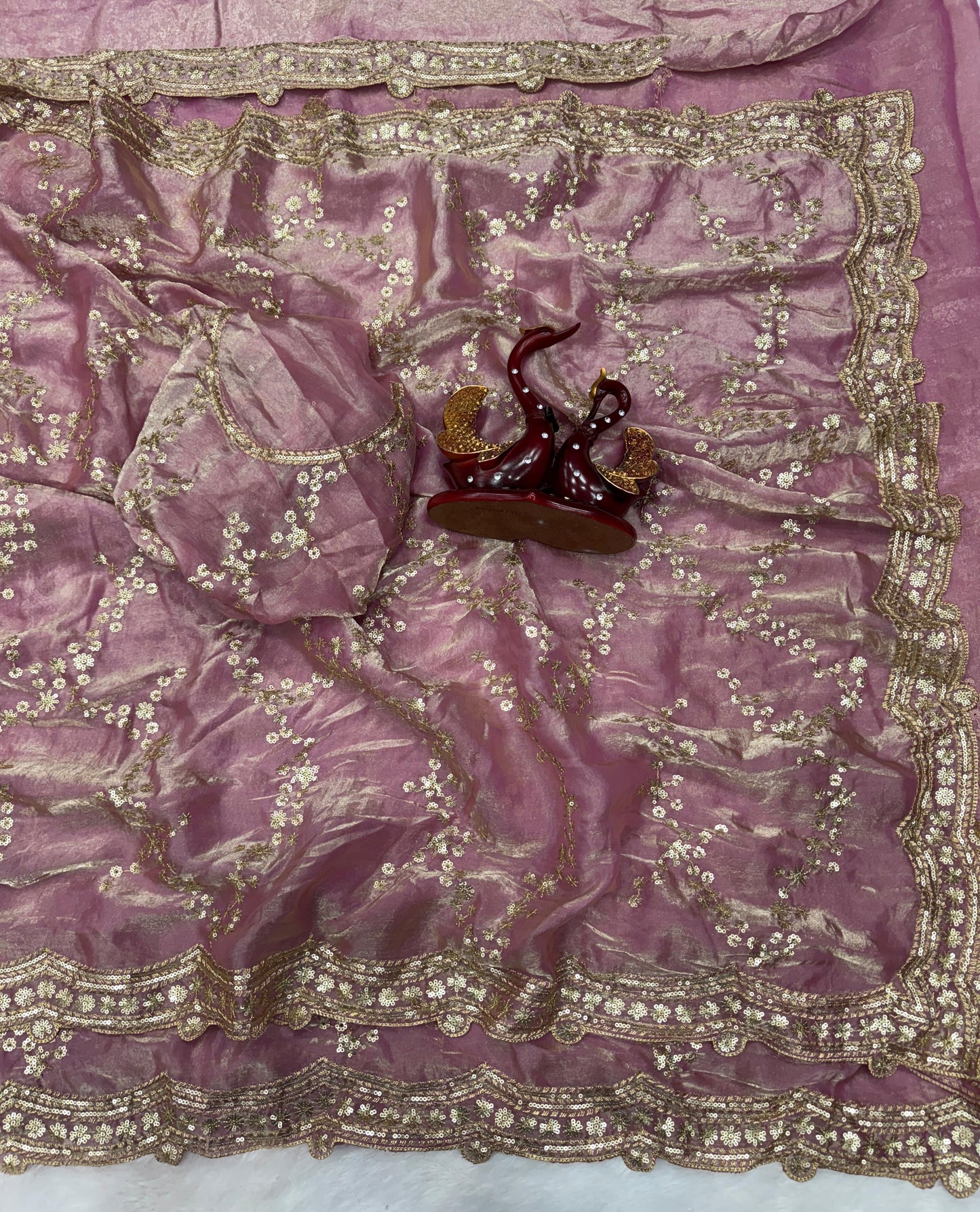 Designer Space Silk Saree With Heavy Beads,Party Wear Saree