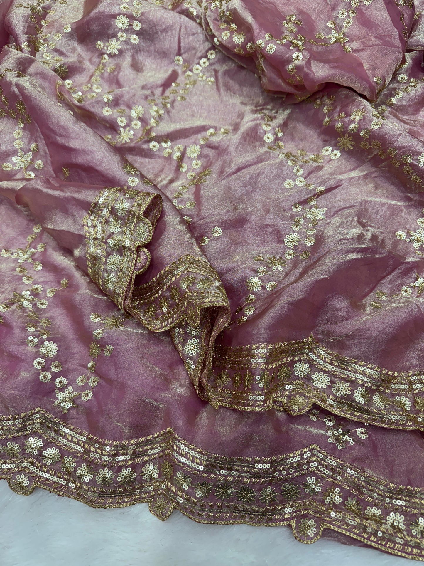 Designer Space Silk Saree With Heavy Beads,Party Wear Saree