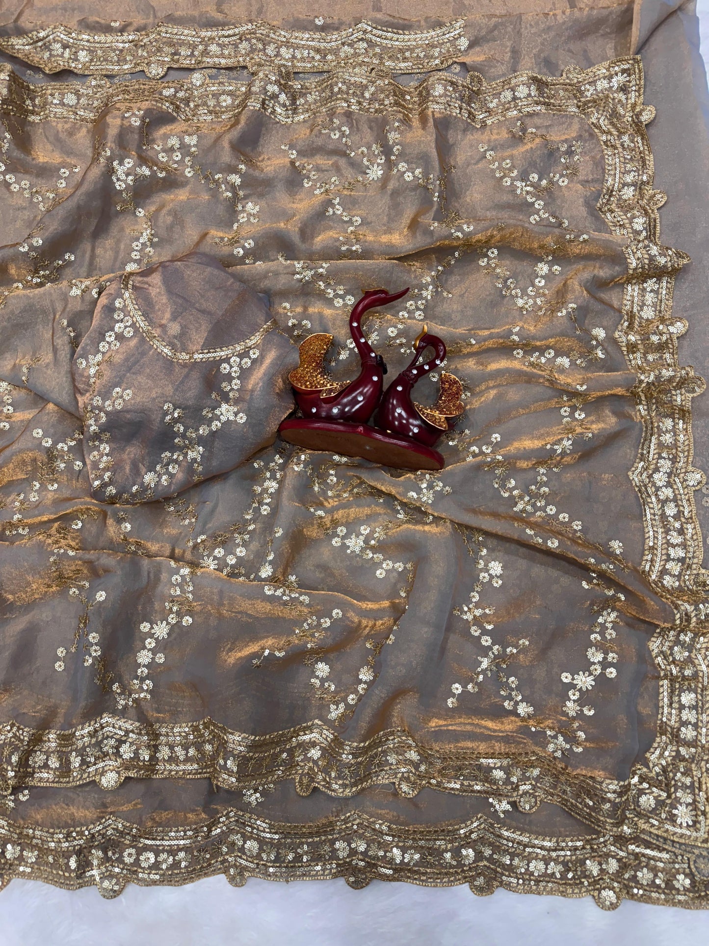 Designer Space Silk Saree With Heavy Beads,Party Wear Saree