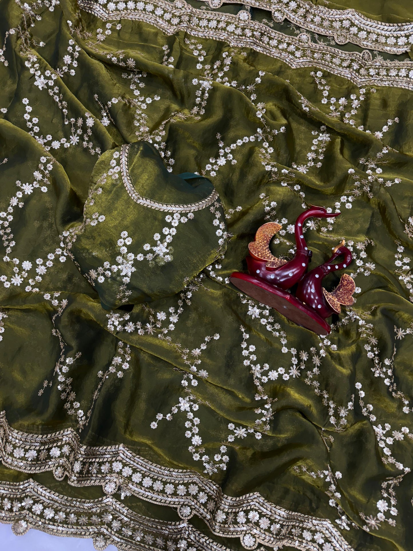 Designer Space Silk Saree With Heavy Beads,Party Wear Saree