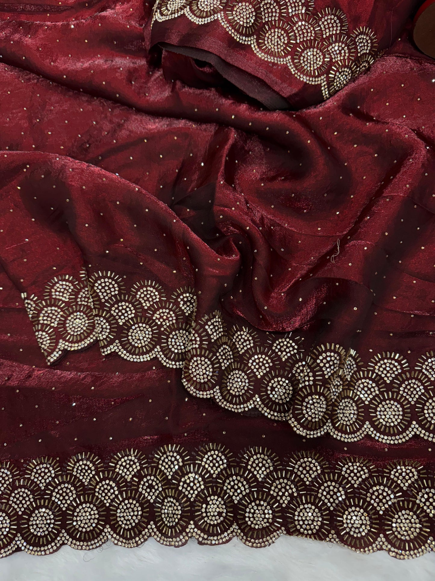 Designer Space Silk Saree With Heavy Beads,Party Wear Saree