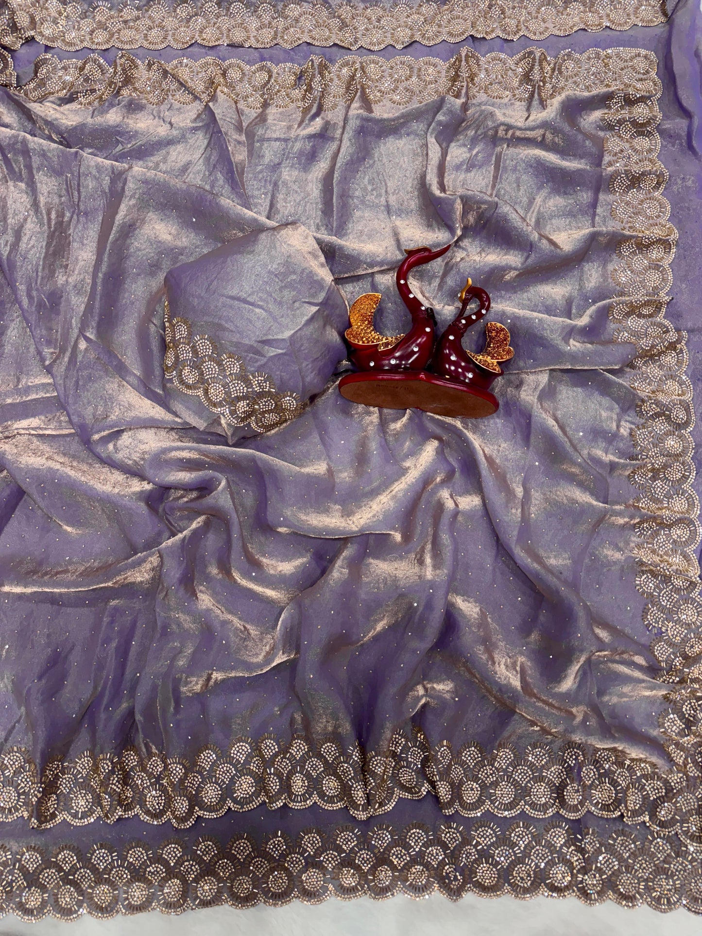 Designer Space Silk Saree With Heavy Beads,Party Wear Saree