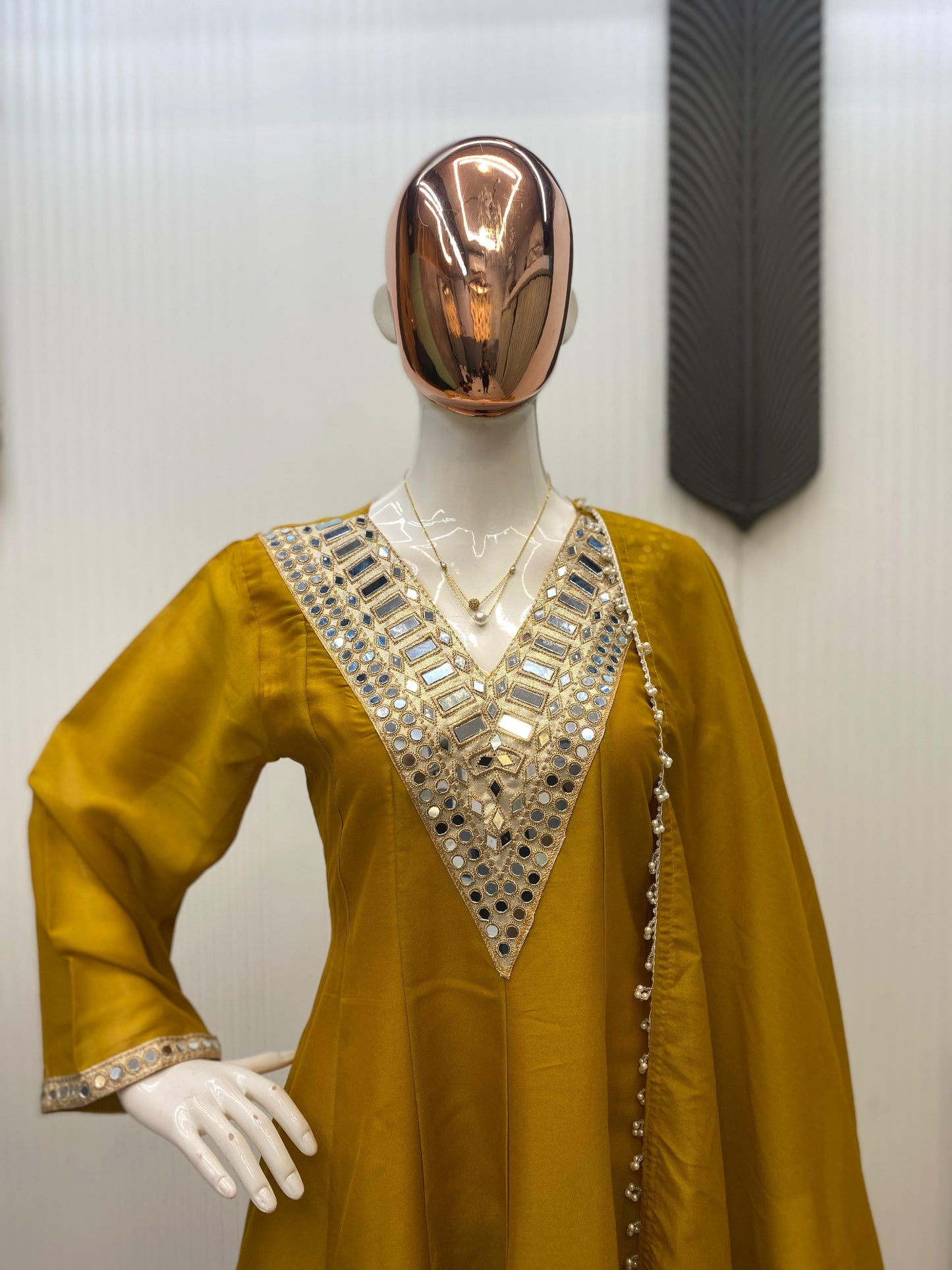 Cosmos Top Palazzo Set With Real Mirror Work And Dupatta