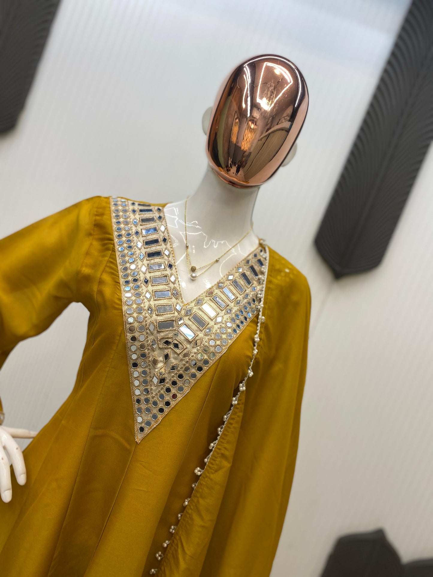 Cosmos Top Palazzo Set With Real Mirror Work And Dupatta