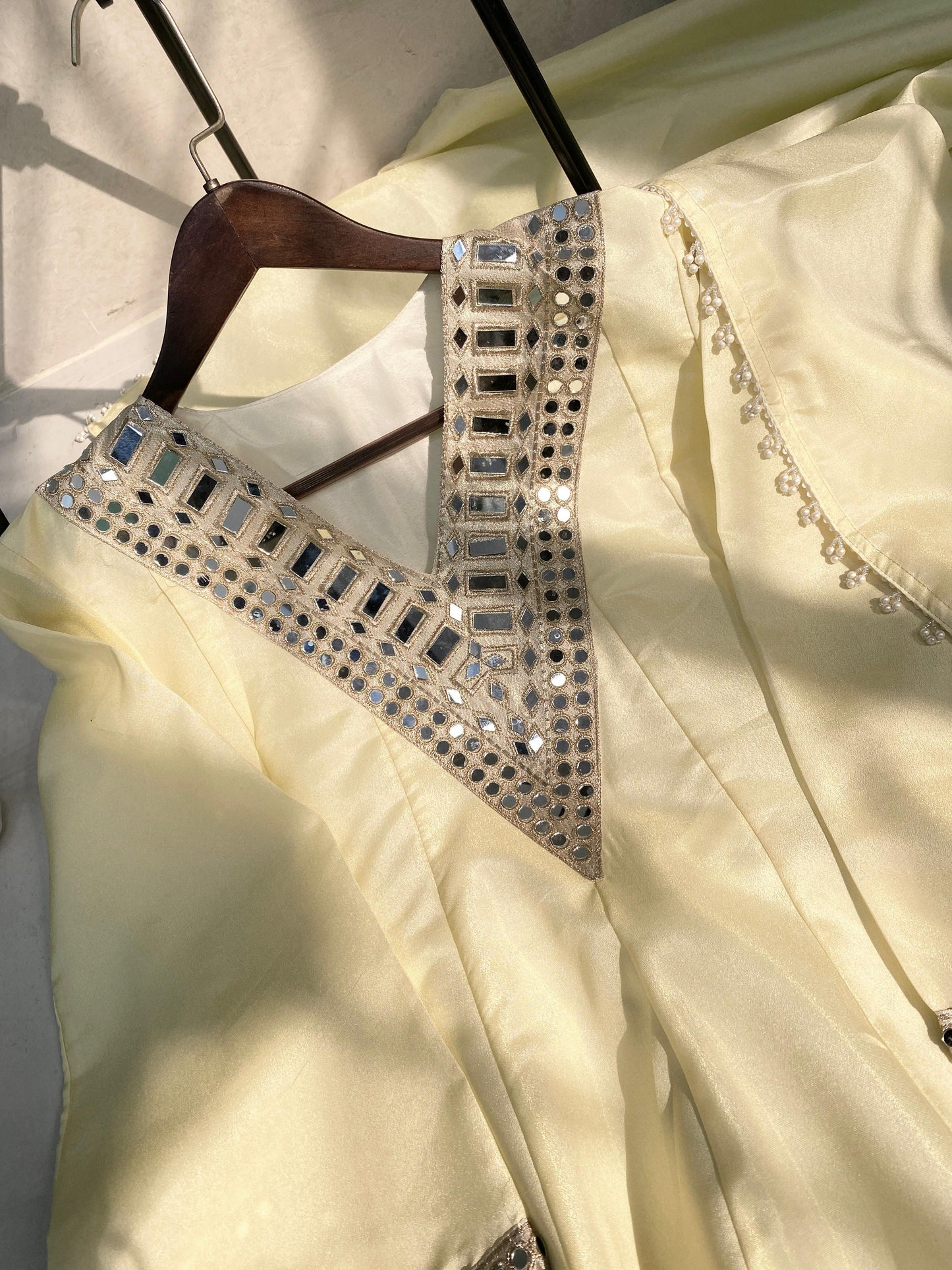 Cosmos Top Palazzo Set With Real Mirror Work And Dupatta