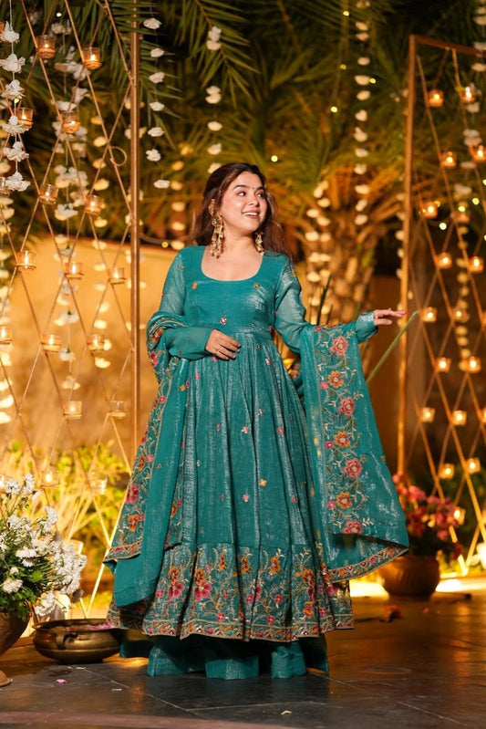 Anarkali Gown with Heavy Embroidery and Sequence Work