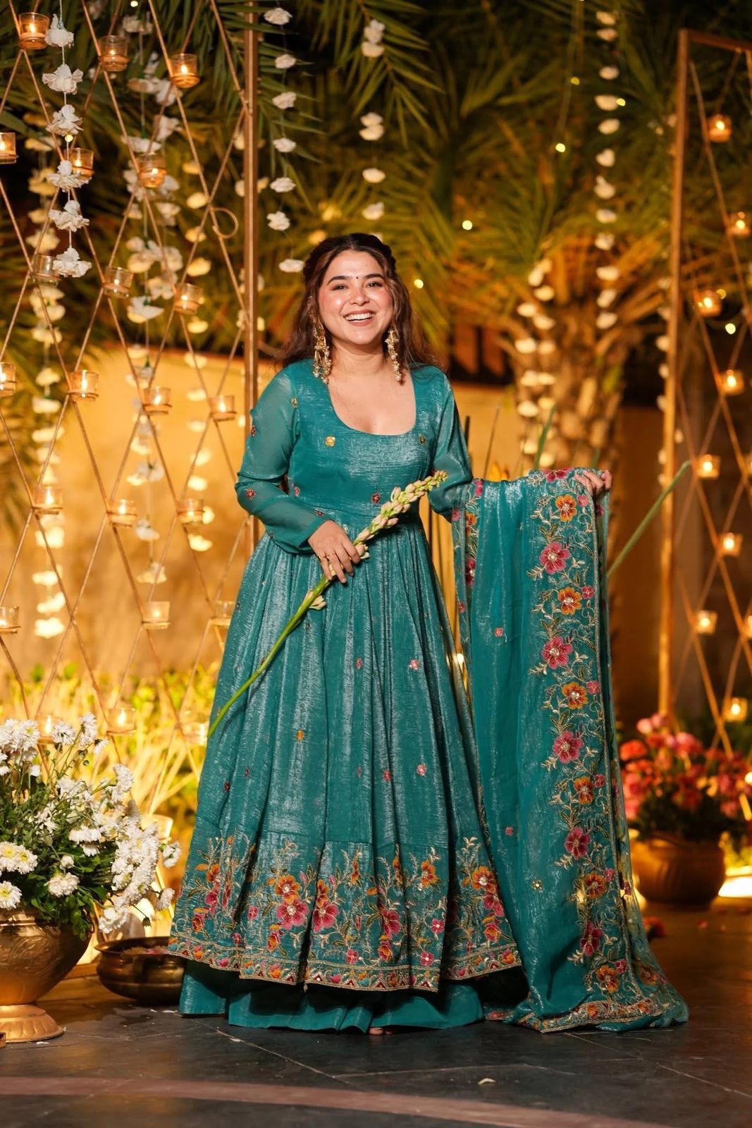 Anarkali Gown with Heavy Embroidery and Sequence Work