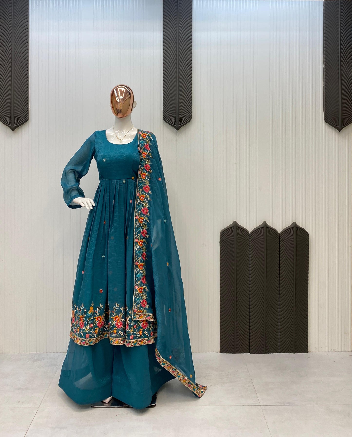 Anarkali Gown with Heavy Embroidery and Sequence Work