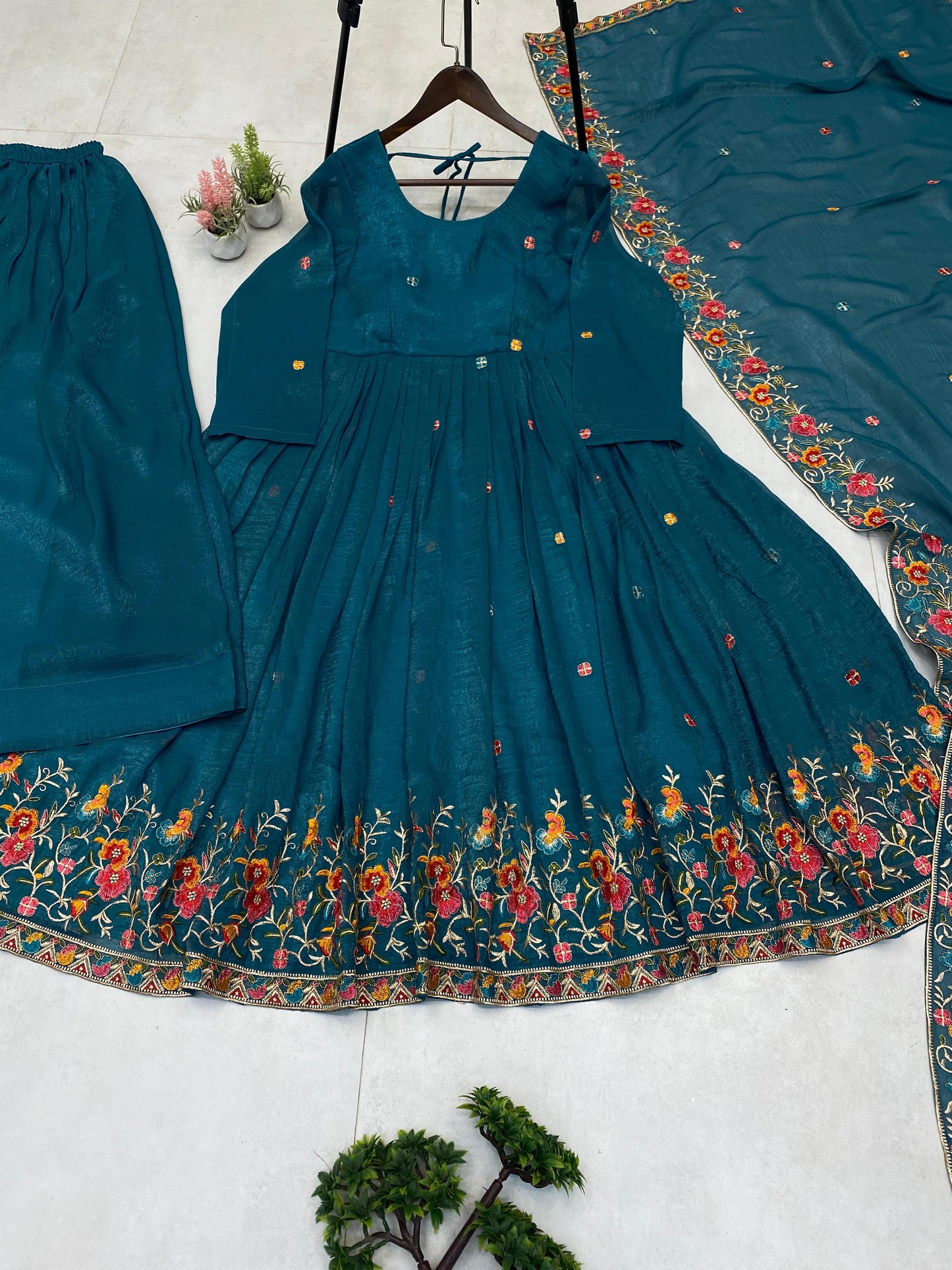 Anarkali Gown with Heavy Embroidery and Sequence Work