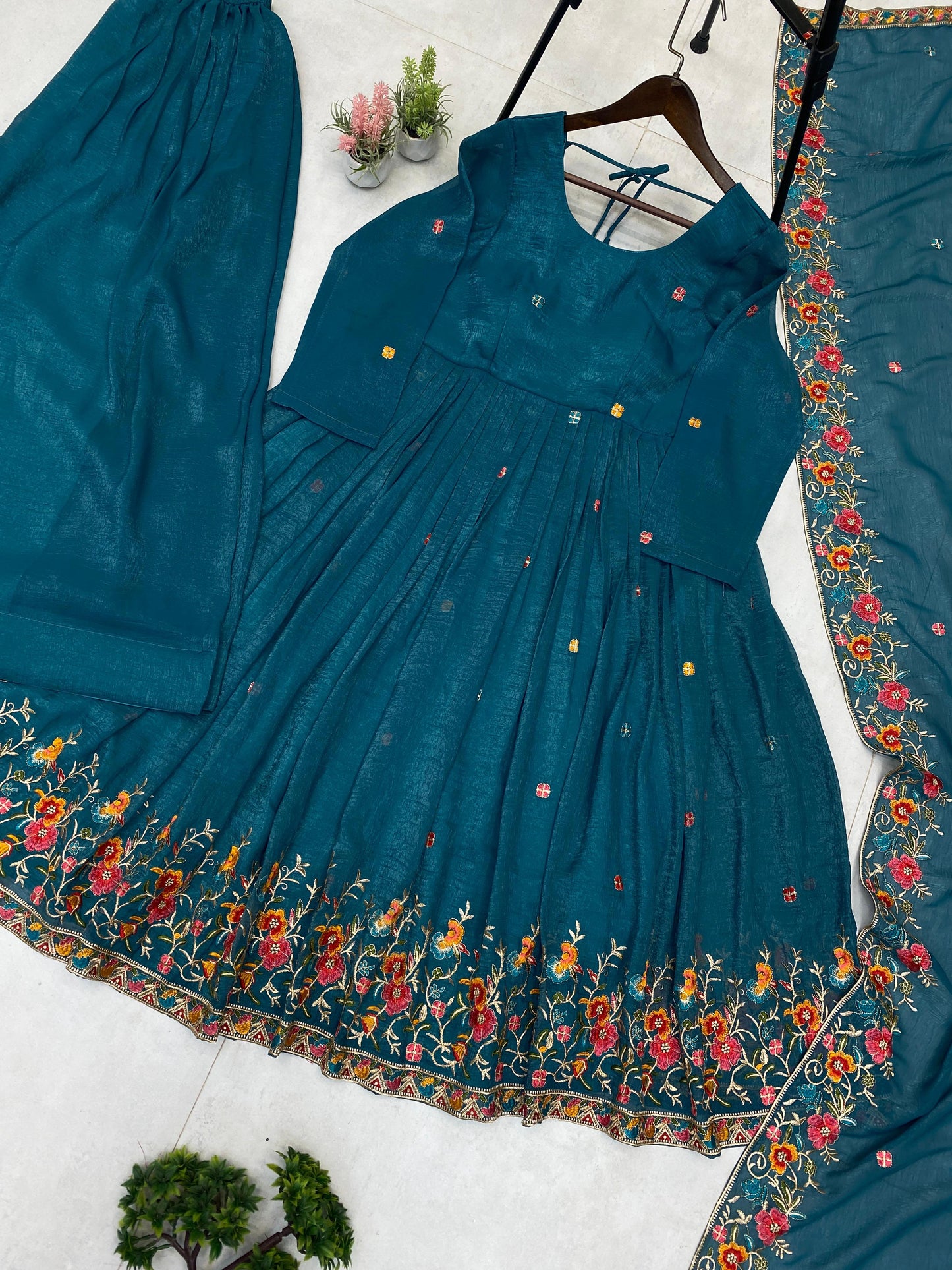 Anarkali Gown with Heavy Embroidery and Sequence Work