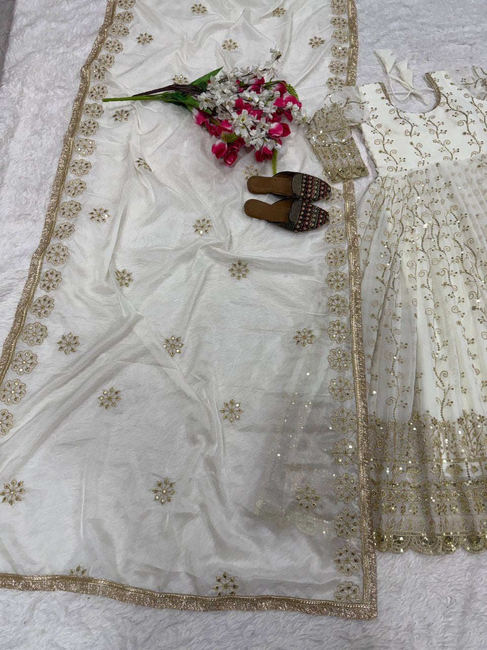 Embroidered Anarkali Suit ,Faux Georgette with Sequin Dupatta