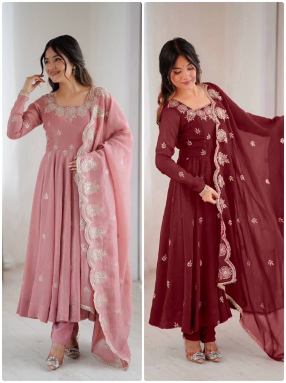 "Elegant Embroidered Sequence Designer Anarkali Suit
