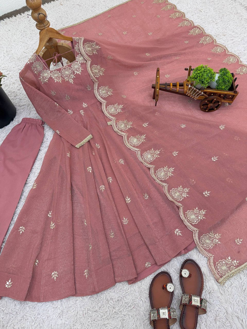 "Elegant Embroidered Sequence Designer Anarkali Suit