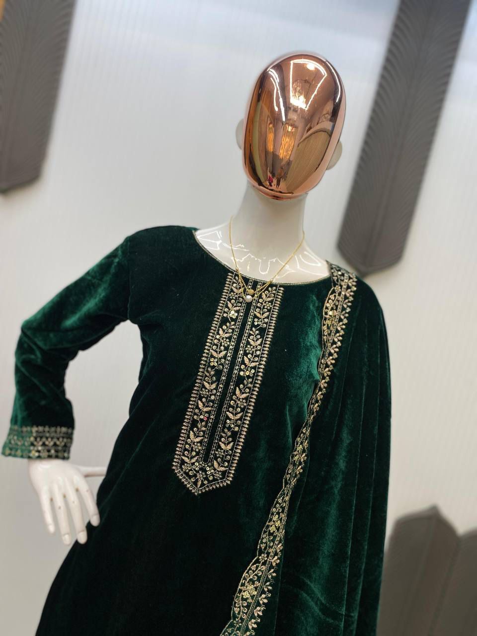 velvet cording sequence embroidery work party wear suit