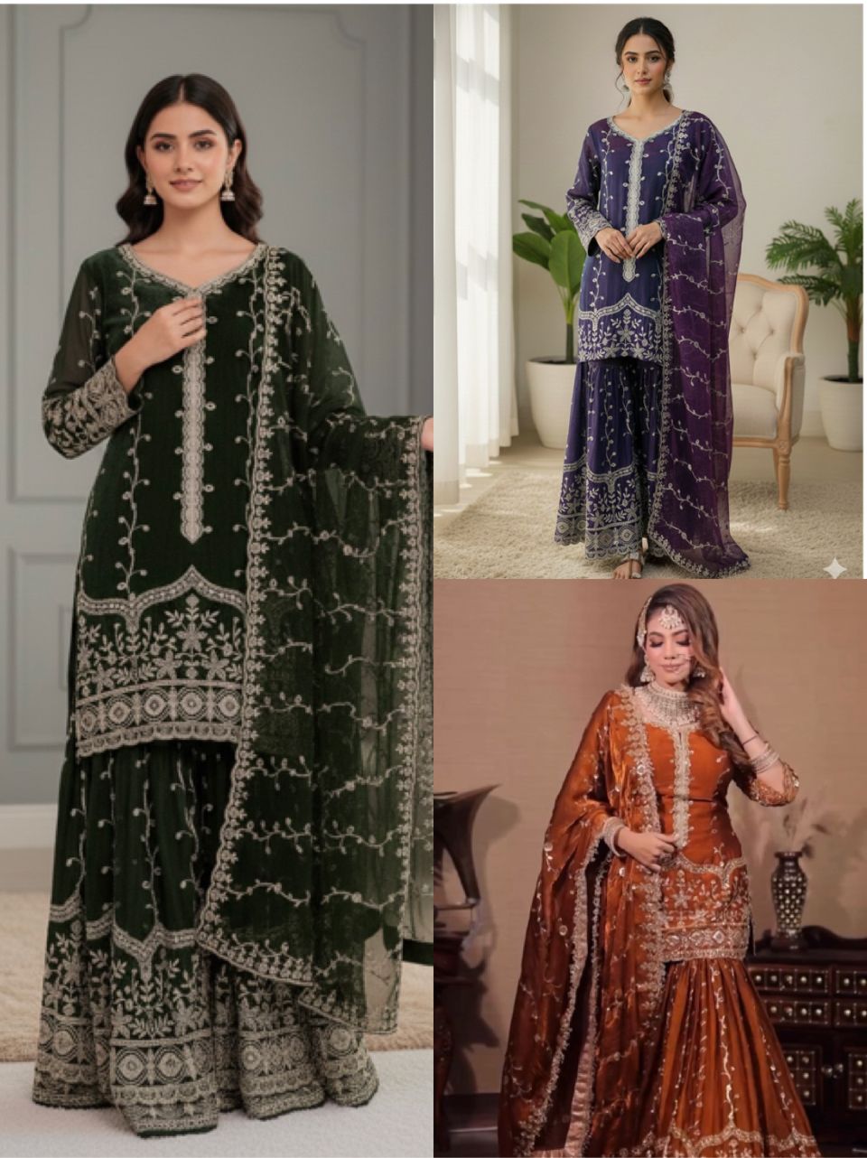 Pure Fendy Silk Embroidered Kurta & Palazzo Set with Heavy Sequin Work Dupatta