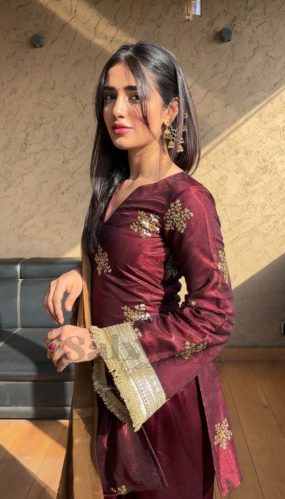 Designer Natural Crepe Silk Top–Bottom & Dupatta Set