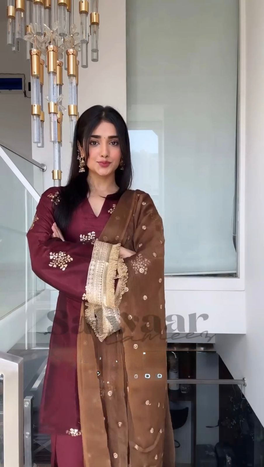 Designer Natural Crepe Silk Top–Bottom & Dupatta Set