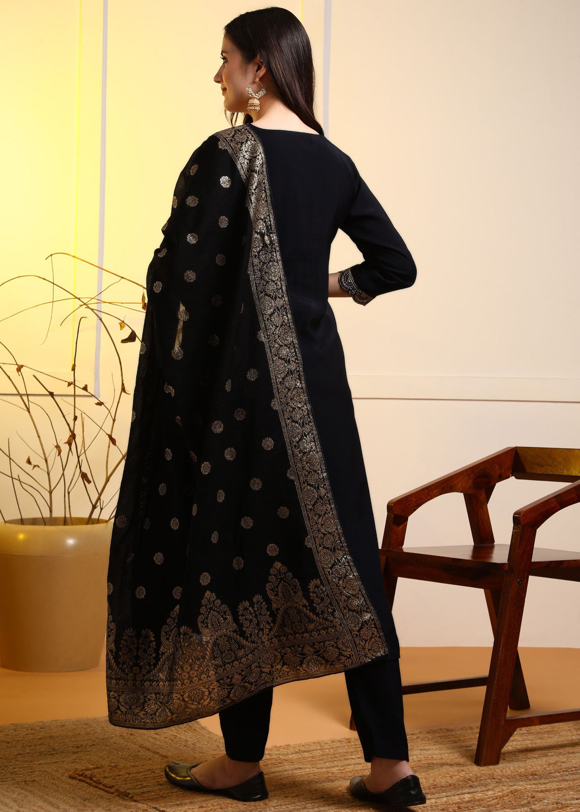 Rayon slub fabric heavy embroidery kurta set with Codding Sequence dupatta