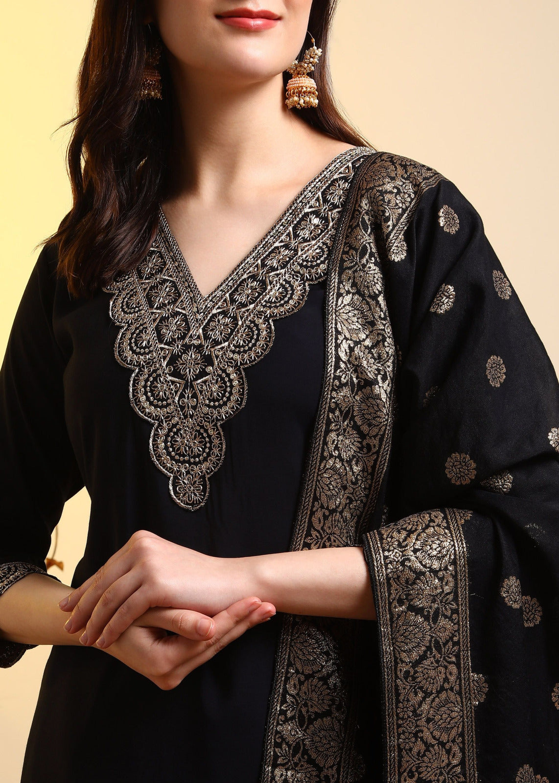 Rayon slub fabric heavy embroidery kurta set with Codding Sequence dupatta