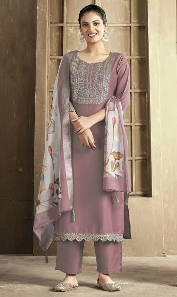 Sequence Embroidered Work Slub Rayon Fabric  Kurta, Pant and Dupatta Set